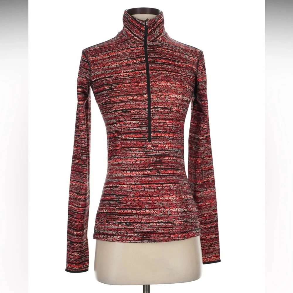 Nike Pro Women's Sz Small Half Zip Sweatshirt Red Black Pink Geometric Hyperwarm